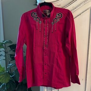 Wanted By Beads Beautiful Vintage Medium Pink Black Silver Sequin Shirt